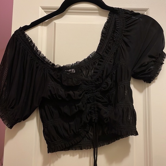 Sheer Ruched Gothic Top - Picture 2 of 2